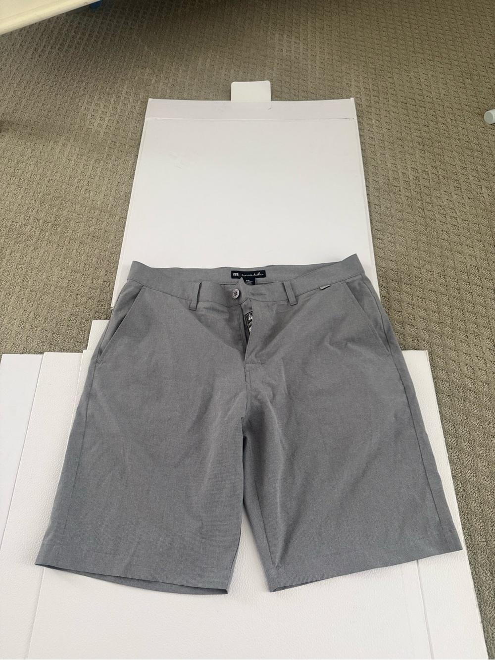Travis Mathew Light Gray Flat-Front Performance Shorts